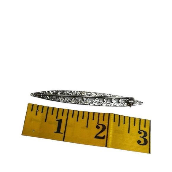 1928 Victorian Revival Silver Bar Brooch Pink Blue Rhinestones - Picture 4 of 7